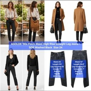 ​AGOLDE '90s Pinch Waist High-Rise Straight Leg Jeans SOS Washed Black Size 24